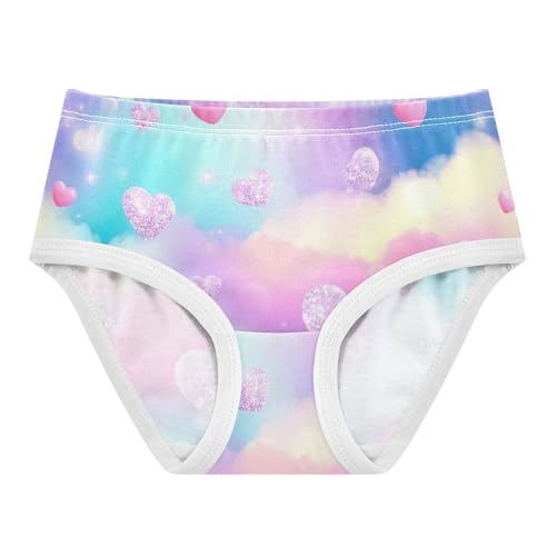Toddlers Underwear Floral 2t Cotton Panties for Girl Designer Undies Kids Briefs Pastel Clouds Hearts