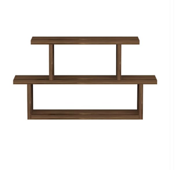 Image of Furniture Cafe Modern Wooden Wall Mounted Shelf - Multi-Tier Display Rack for Living Room, Bedroom, and Office Decor (Brown)