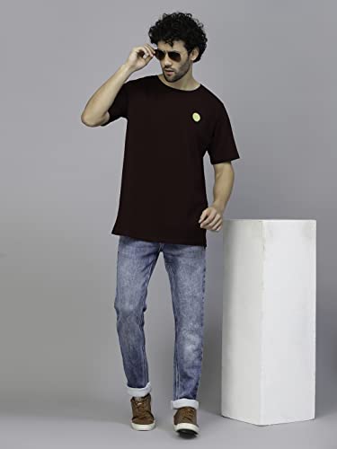 Image of Rigo Back Printed Half Sleeves Round Neck Oversized T-Shirt for Men | Drop Shoulder T-Shirt for Men | Loose Baggy Fit T-Shirt for Men