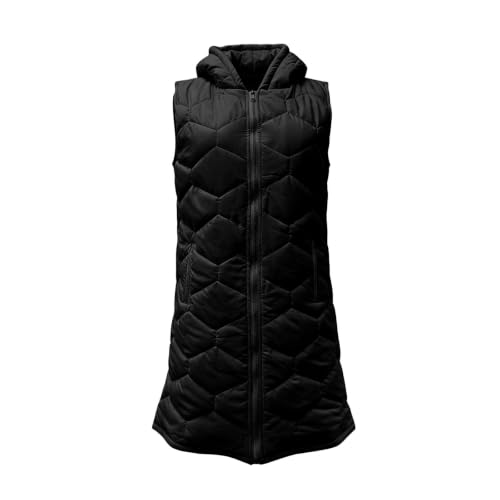 XOGWVJ Vest for Women Lightweight Womens Puffer Vest Long Hooded Quilted Sleeveless Winter Coat Full Zip Warm Longline Vests with Pockets Fall Clothes Black L - image 5