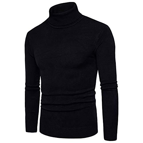 BaZhaHei-Jersey Suéter Hombres de Invierno Delgado cálido Punto Alto Cuello Jersey Blusa Cuello Alto de suéter de Cuello Alto para Hombre Otoño Camisetas Espesar Giro Tejido Fondo