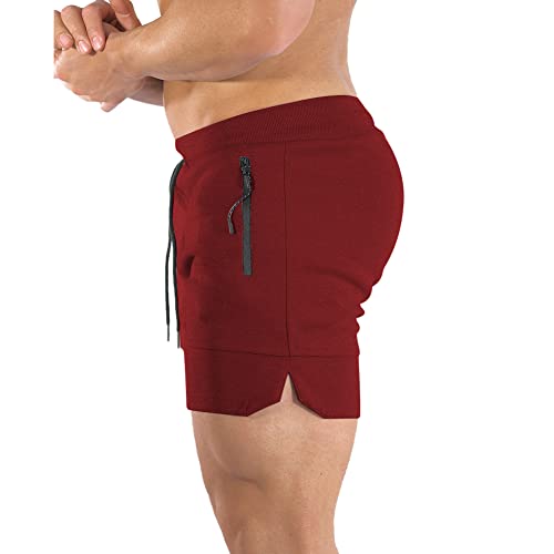 Image of PIDOGYM Men's 5 inch Gym Workout Shorts,Fitted Jogging Short Pants for Bodybuilding Running Training with Zipper Pockets