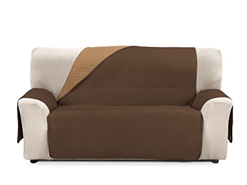 Cardenal Textil RUBÍ Cubre Sofa Bicolor Reversible, Poliéster 2 Plazas Beige Marrón