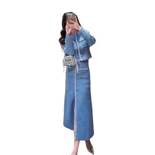 Veste courte pour femme style français ornement losanges et jupe plissée