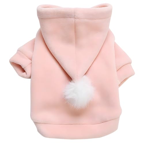 Tressify Pompom Ball Pet Hoodie, Cotton Solid Color Dog Cat Clothes, Pet Sweatshirt