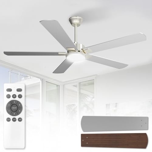 Airwit 132cm Grande Ventilador de Techo con Luz Doble Cara Aspas, Silencioso Ventilador Techo LED con Mando a Distancia y Reversible Motor DC, para Dormitorio Salon (Montaje Colgante-5 Aspas)