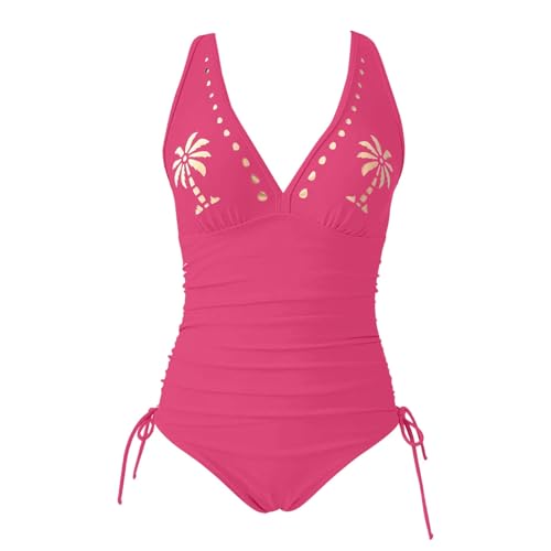 Traje de baño mujer color sólido con lazos laterales ajustables 4