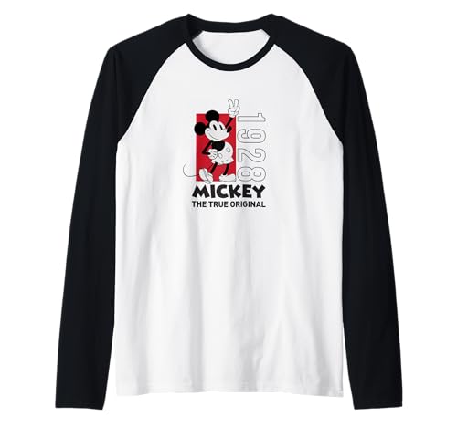 Mickey Raglan Baseball Tee t-shirt manches longues bicolore motif rétro