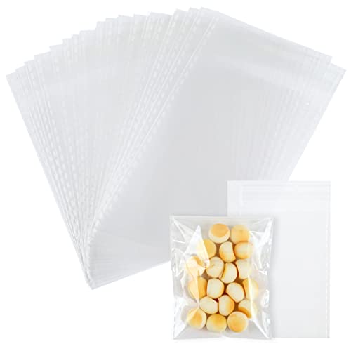 GWHOLE Lot de 100 sachets en plastique transparents petits sachets autocollants avec bande autocollants pour cadeau de bonbons (7 x 10 cm)