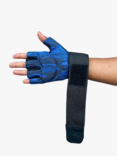 Image of Body Smith Unisex Blue Gym Gloves with Wrist Suppor