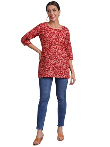 Image of PATLANI Women's Cotton Printed Short Fullstitched Kurti /Kurtas.