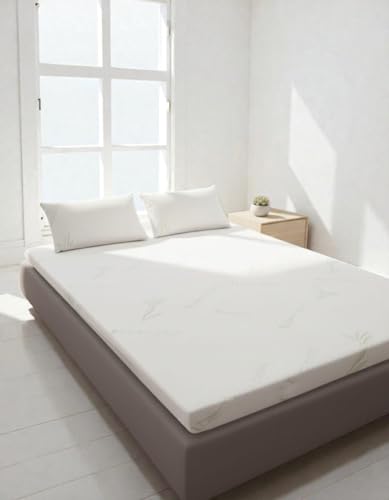 Bamboo Mattress Topper,Cooling Cover for Pressure Relief & Back Support – Ideal for Reviving Old Mattresses (4cm, Single)