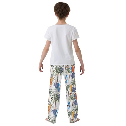 ZZXXB Tropical Tree Surf Boys Long Pants Soft Trousers Elastic Waist Kids Lounge Bottoms with Pockets S-XL3