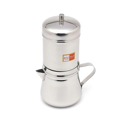 Image of KCL Stainless Steel Filter Coffee Maker | South Indian Style Kaapi Drip Decoction Maker | Traditional Brewing Process with Serving Pot for Authentic Coffee Experience (No.4-300ML)