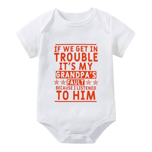 Image of WOOYONGING If We Get In Trouble It's My Grandpa's Fault Newborn Outfit Short Sleeve Baby Romper