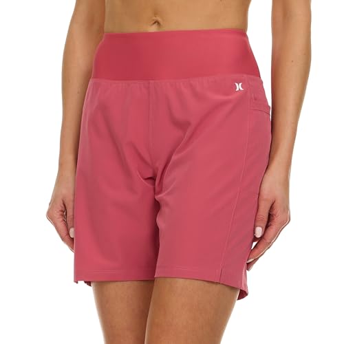 Image of Hurley 5 inch /7 inch High Waisted Swim Shorts Women, Board Shorts with Pockets & Inner Liner, Quick Dry Swim Trunk, UPF 50+