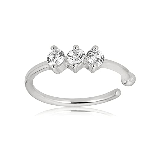 Image of AVORA 14K Gold Simulated Diamond CZ Nose Ring Hoops (20 Gauge)