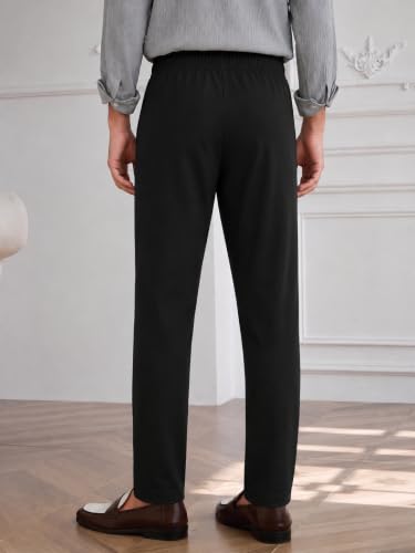 Image of TOPLOT Men's Cotton Casual Trouser | Elegant Pleated Front with Dual-Button Waistband | Comfortable Stretch Elasticity for Easy Movement | Tapered Ankle Finish | Casual & Office Wear (5277)