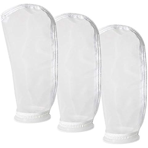 Honritone 4 Inch Ring Nylon Mesh Filter Socks Bag 100 Micron by 14 Inch Long Aquarium Sump Water Filter Bags 3 Pack Cover