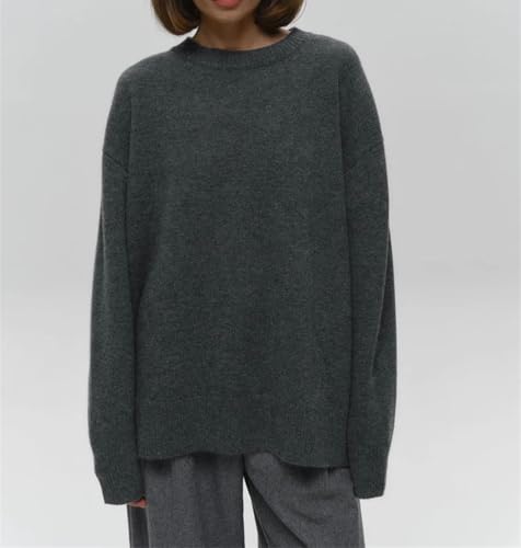 Women's O Neck Sweater Pullover Thick Soft Knit Loose Fit Solid Color Casual Warm Tops3