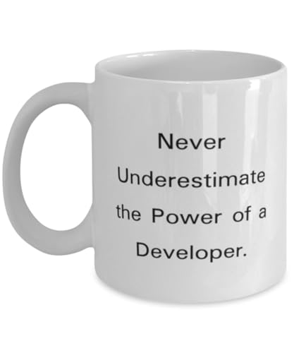 Appreciation Developer Gifts, Never Underestimate the Power, Birthday Unique Gifts, 11oz 15oz Mug For Developer from Team Leader