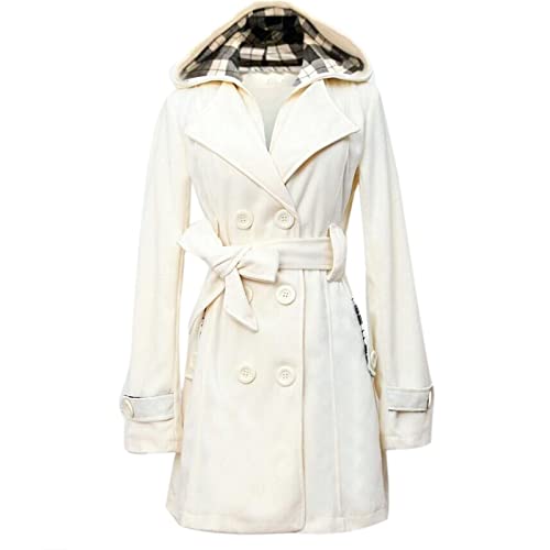 Manteau d'hiver long en tissu brossé de qualité supérieure taille 52 blanc épuré