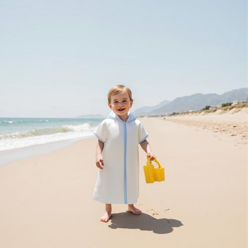 Image of Baby Girls Boys Terry Cloth Swim Cover Up Zip Up Hooded Bathing Suit Coverup Wraps Kid Summer Pool Beach Swimsuit