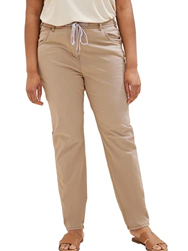 TOM TAILOR Damen 1037142 Plussize Relaxed Fit Hose, 28722 - Dark Sepia, 48W / 28L