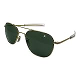 AMERICAN OPTICAL - Original Pilot Aviator Sunglasses with Bayonet Temple and Gold Frame, Calobar Green Glass Lens