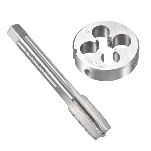 MACHSWON M12 x 1mm Metric Tap and Die Set - Machine Thread Screw Tap with Round Threading Die Kit for Thread Repair
