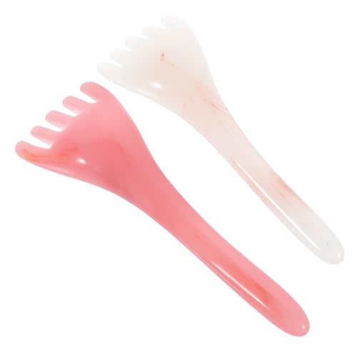 FOMIYES 2pcs Hair Comb Massager Jade Face Scrapper Massage Comb Facial Tools Head Massage Tool Guasha Hair Comb Face Tools Gua Sha Head Comb Elastic Pink Wide Comb Beeswax Miss