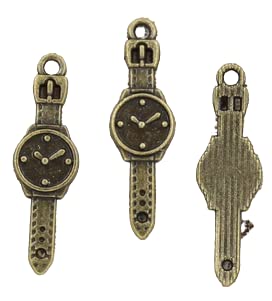 30 Wrist Watch Charms Antique 30x9mm Bronze Tone CB228