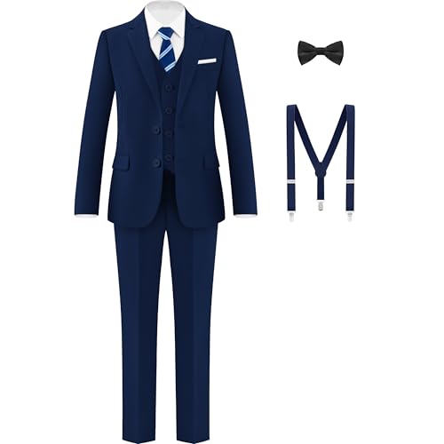 AmazingSea Boys Navy Blue Slim Fit Formal Suit Set Kids Toddlers Youth Teen Boys Tuxedos Size 14