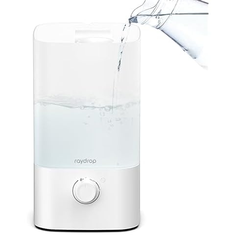 raydrop Humidifiers for Bedroom, 2.5L Top Fill Cool Mist Humidifiers for Home, Large Room, Baby, and Plant, Essential Oil Diffuser with Cycling 7 Color Lights, 360° Nozzle, Auto Shut-Off, White Cover