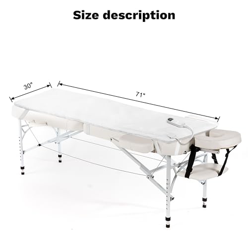 Image of Massage Table Warmer Heating Pad Professional SPA Massage Bed Warmer Pads | 12 Timer & 9 Heat Settings & Overheat Protection, Thickened & Soft Fleece for Massage Bed & Spa, 30 inch x 71 inch