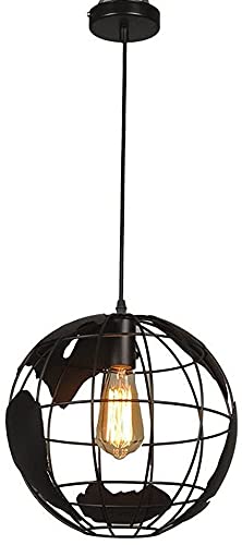 KXEcoLife Lustre Globe créatif E27/E26, Style rétro américain mi-siècle, Suspension en Fer forgé, luminaires pour Chambre, îlot de Cuisine, 1 lumière,...