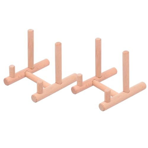 Zerodeko 2Pcs Wooden Display Holder Rack for Tea Cakes and Plates Elegant Kitchen Plate Stand Modern Design Storage Racks for Home and Mall Showcase and Space Saving