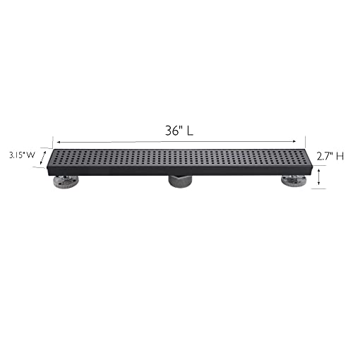 Drain de douche linéaire rectangulaire caniveau noir mat 91 cm
