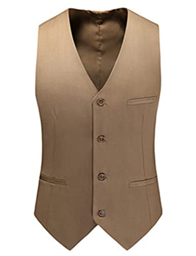 Gilet de smoking pour homme à 4 boutons gilet de costume chic ajusté noir