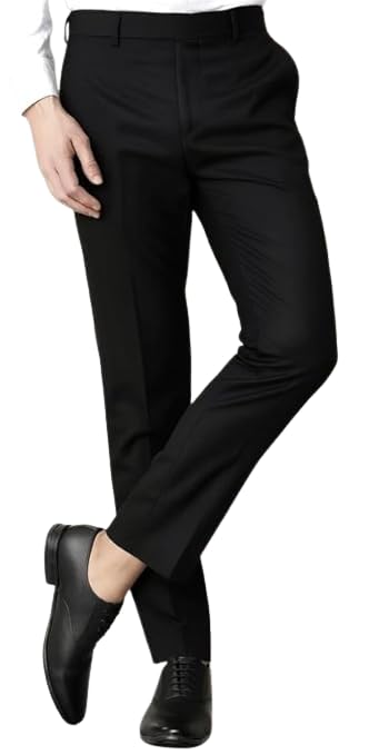 Men Comfort Fit Black Polycotton Trousers-image-43