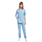 Material: 65% algodón, 35% poliéster. Nuestras túnicas de belleza para mujer son ligeras y tienen excelentes características resistentes y destacarán su estilo único en hospital, clínica, universidad o salón de masajes.