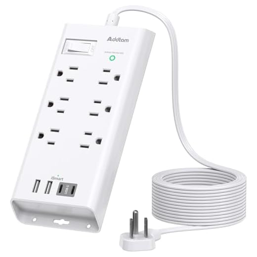 Power Strip Surge Protector - Addtam 10Ft Long Extension Cord with 6 Outlets and 3 USB Ports, Flat Plug Overload Surge Protection Outlet Strip, Wall Mount for Home, Office and More