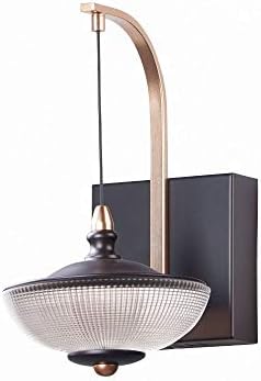 ET2 E23159-126BRZGLD Bella Flared Metal and Prismatic Glass LED Wall Sconce, 1-Light 4 Watt, 10"H x 6"W, Bronze / Gold