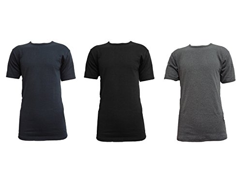 Pierre Cardin 3 T-Shirts für Herren, halbe Ärmel, kalibriert, Rundhalsausschnitt, warm, Baumwolle, Interlock, Übergröße, Art. London, Schwarz/Grau/Blau, XL