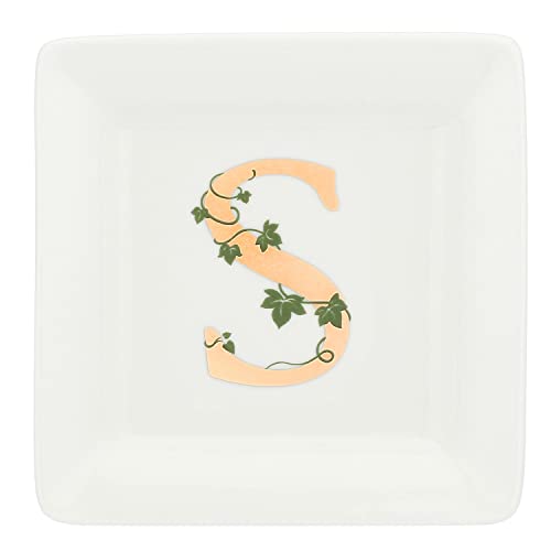 La Porcellana Bianca - Piattino Quadrato Lettera S - Arredo Casa, Cucina - Linea Adorato - Idea Regalo - Porcellana - 10x10xh1,5 cm