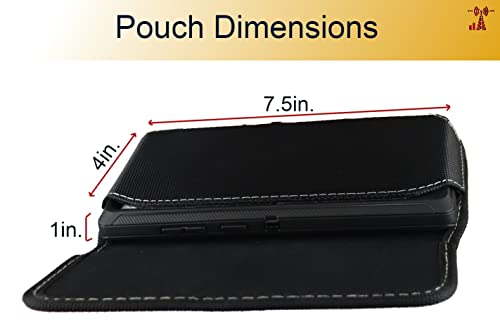 Mgbca Nylon Cell Phone Holster Pouch Compatible W/ (Commuter/Defender) Galaxy S23 S22 S21 S20 Ultra, Belt Loop Clip Holder, Magnetic Closure, Fits Case On (Black-Sideways) #TOP3