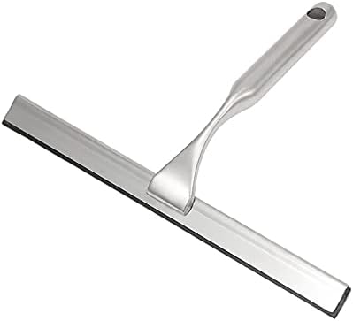 Silicone Squeegee Stainless Steel Squeegee Scraper Water Cleaner with Hooks for Shower Door Glass Tile