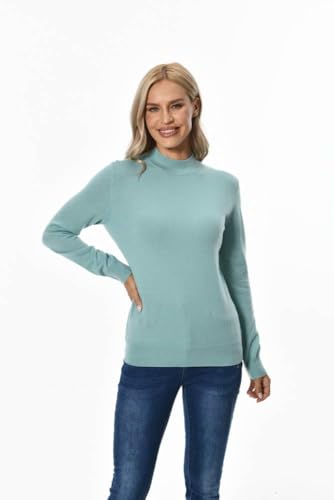 Women's 100% Pure Cashmere Long Sleeve Pullover Mock Neck Sweater2