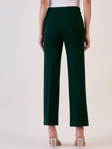Women’s Mid Waist Green Formal Trousers Stretch Fabric Ankle Length Office Pants Solid Slim Fit Workwear for Women3