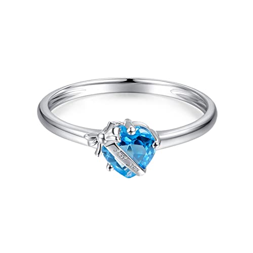 Bague topaze femmes or 9K alliance de mariage cœur nœud papillon